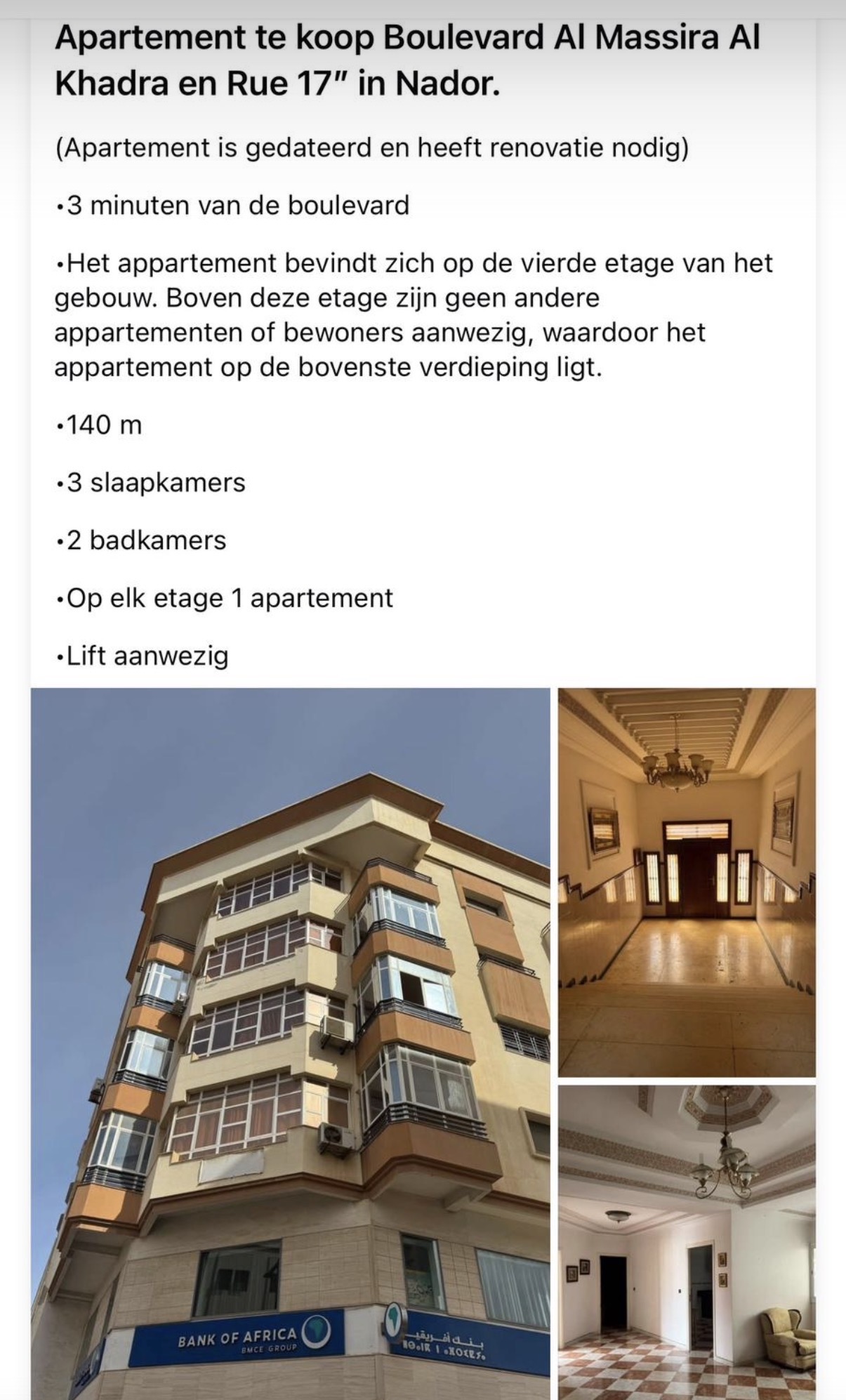 Appartement Nador 3m van centrum